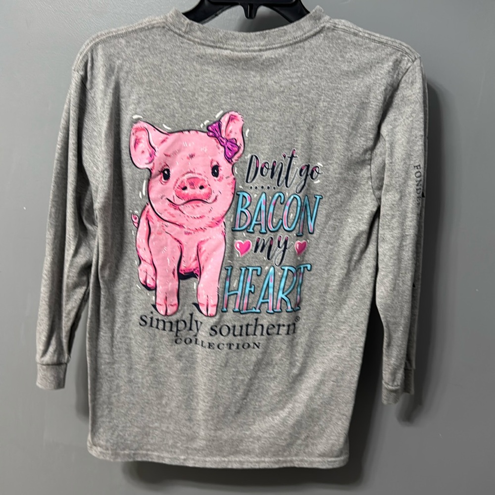 Youth medium simply southern long sleeve shirt don’t go bacon my heart gray